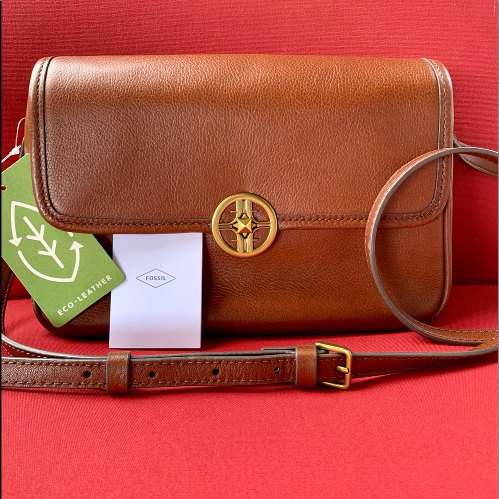 Fossil Jasmine Flap Crossbody Tan / Brown Leather